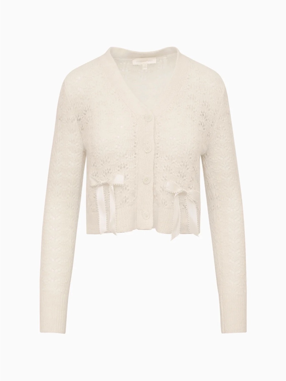 NWT LoveShackFancy Lilly Alpaca-Blend Bow Cardigan XS